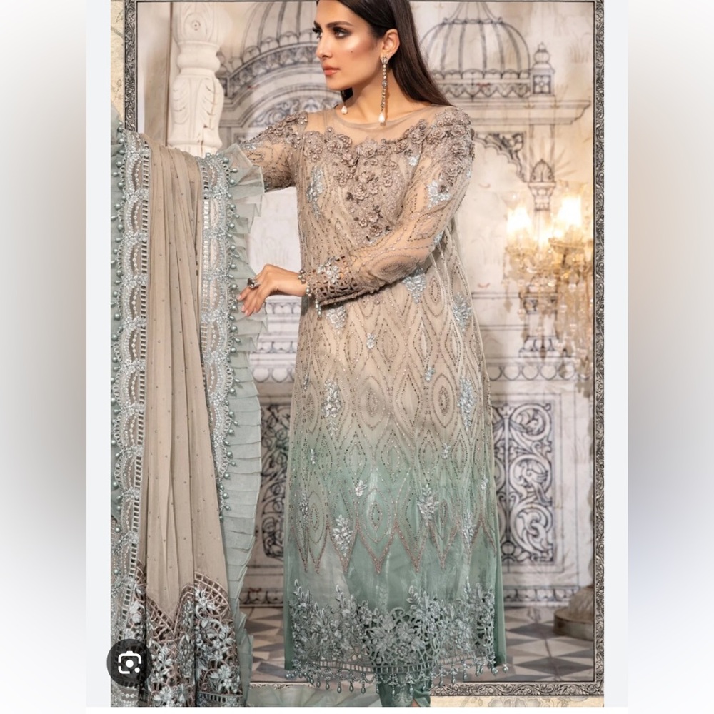 Original Maria b three piece embroidery collection dress